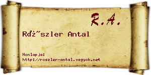 Röszler Antal névjegykártya